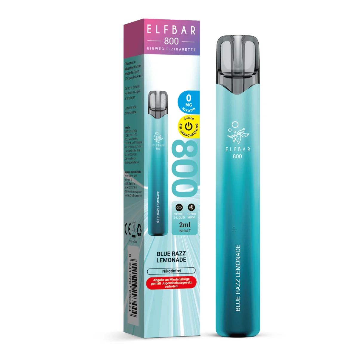 Elfbar 800 Einweg E-Zigarette Blue Razz Lemonad Nikotinfrei