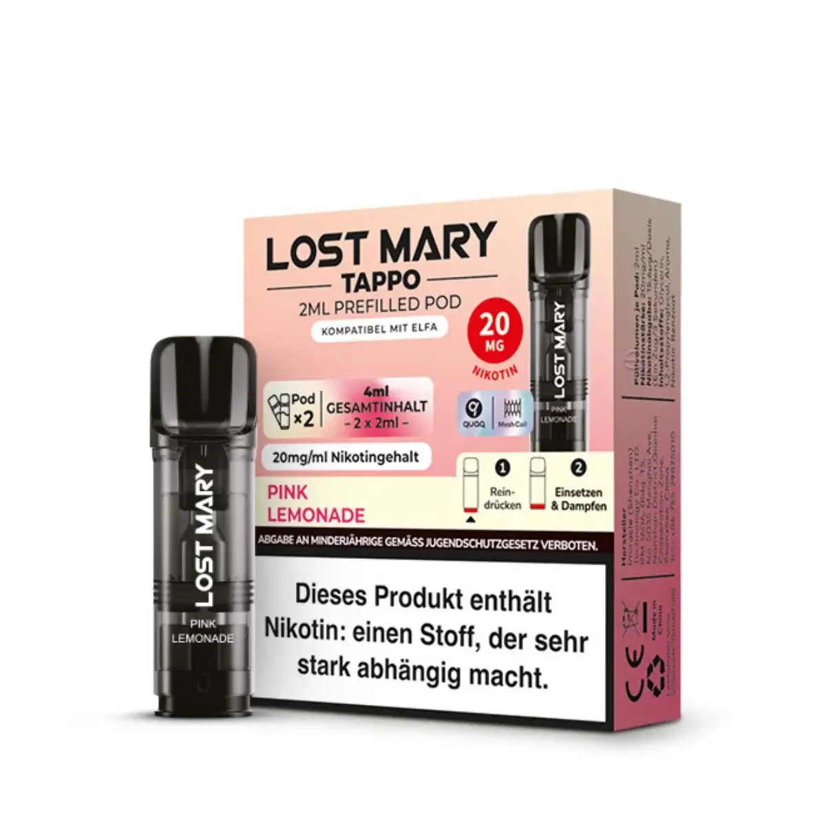 Lost Mary Tappo Pods Pink Lemonade 20mg 2er Pack