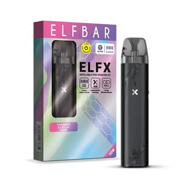 ELFX by Elfbar Refillable Pod Kit Black ELFX by Elfbar Refillable Pod Kit Black