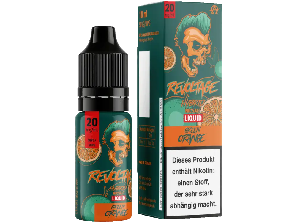 Revoltage Nikotinsalz Liquid 10ml Green Orange 20mg Revoltage Nikotinsalz Liquid 10ml Green Orange 20mg