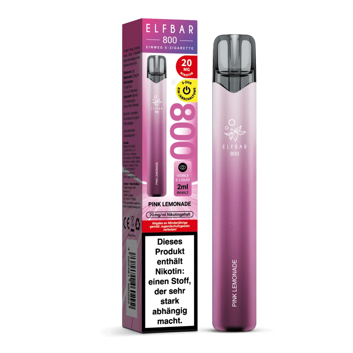 Elfbar 800 Einweg E-Zigarette Pink Lemonade 20mg