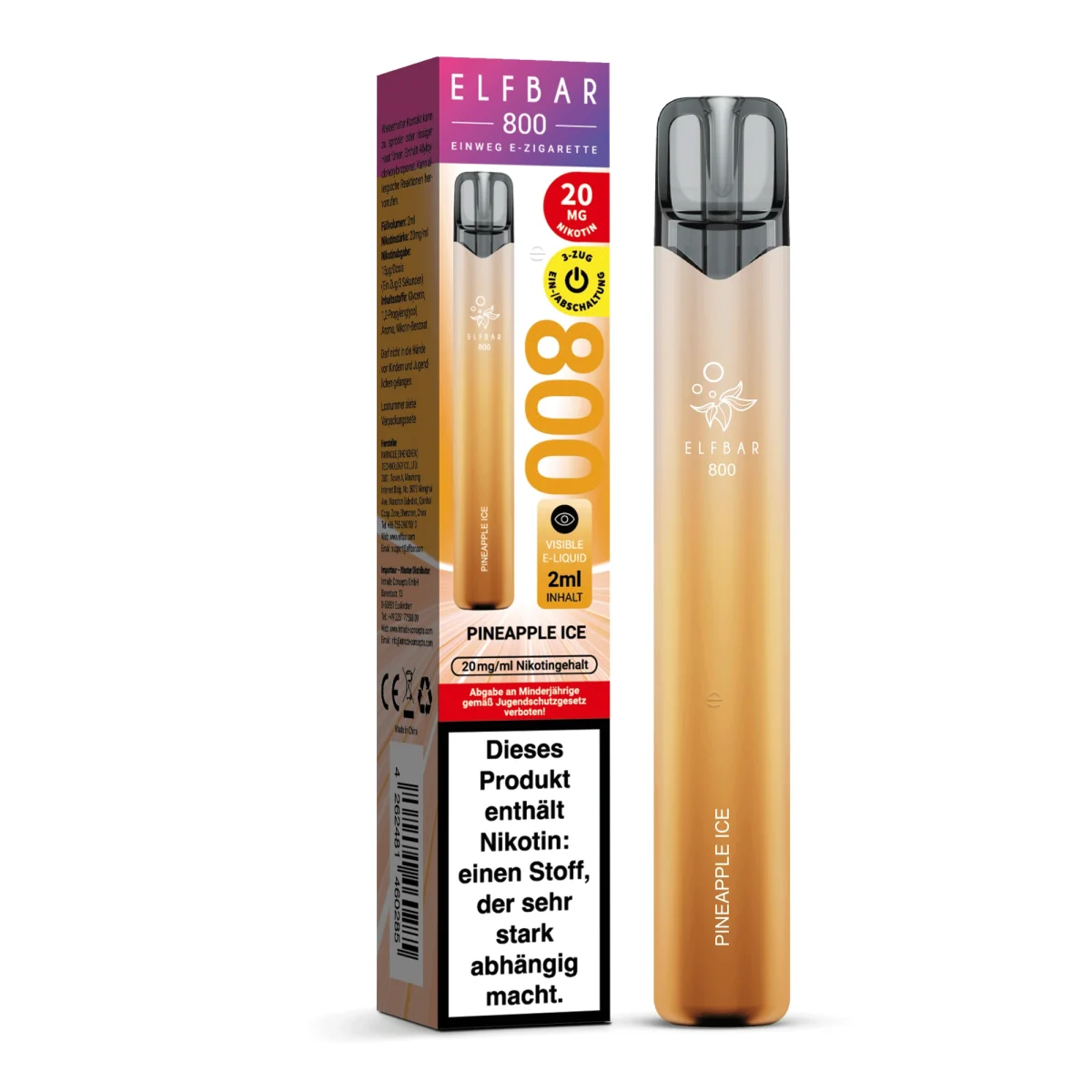 Elfbar 800 Einweg E-Zigarette Pineapple Ice 20mg Elfbar 800 Einweg E-Zigarette Pineapple Ice 20mg