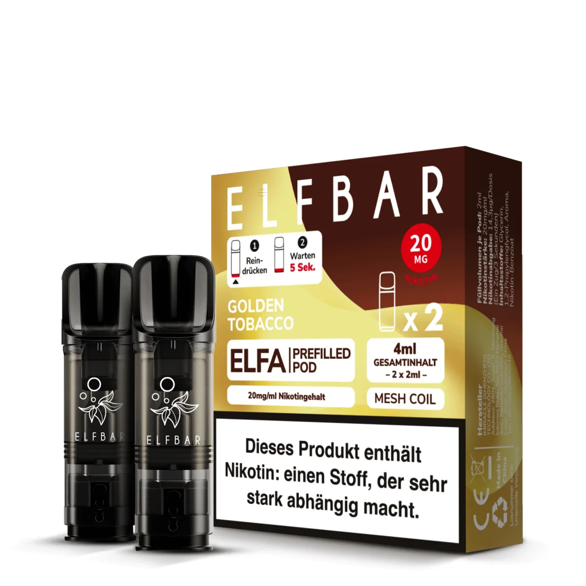 Elfa Pod Golden Tobacco 20mg 2 Stk
