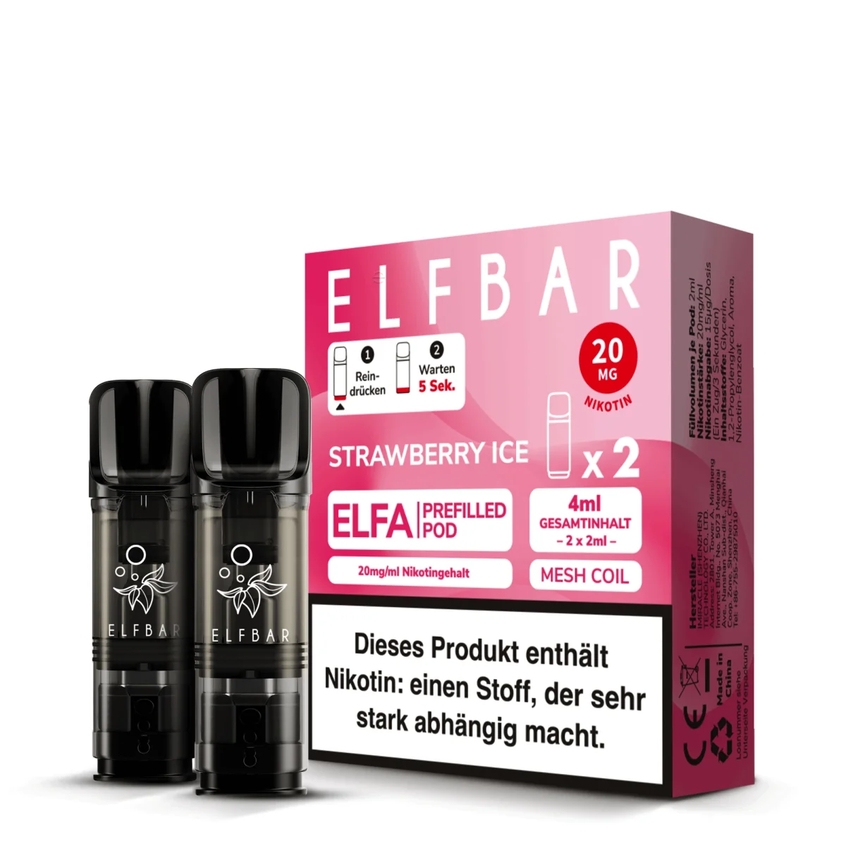 Elfa Pod Strawberry Ice 20mg 2 Stk Elfa Pod Strawberry Ice 20mg 2 Stk