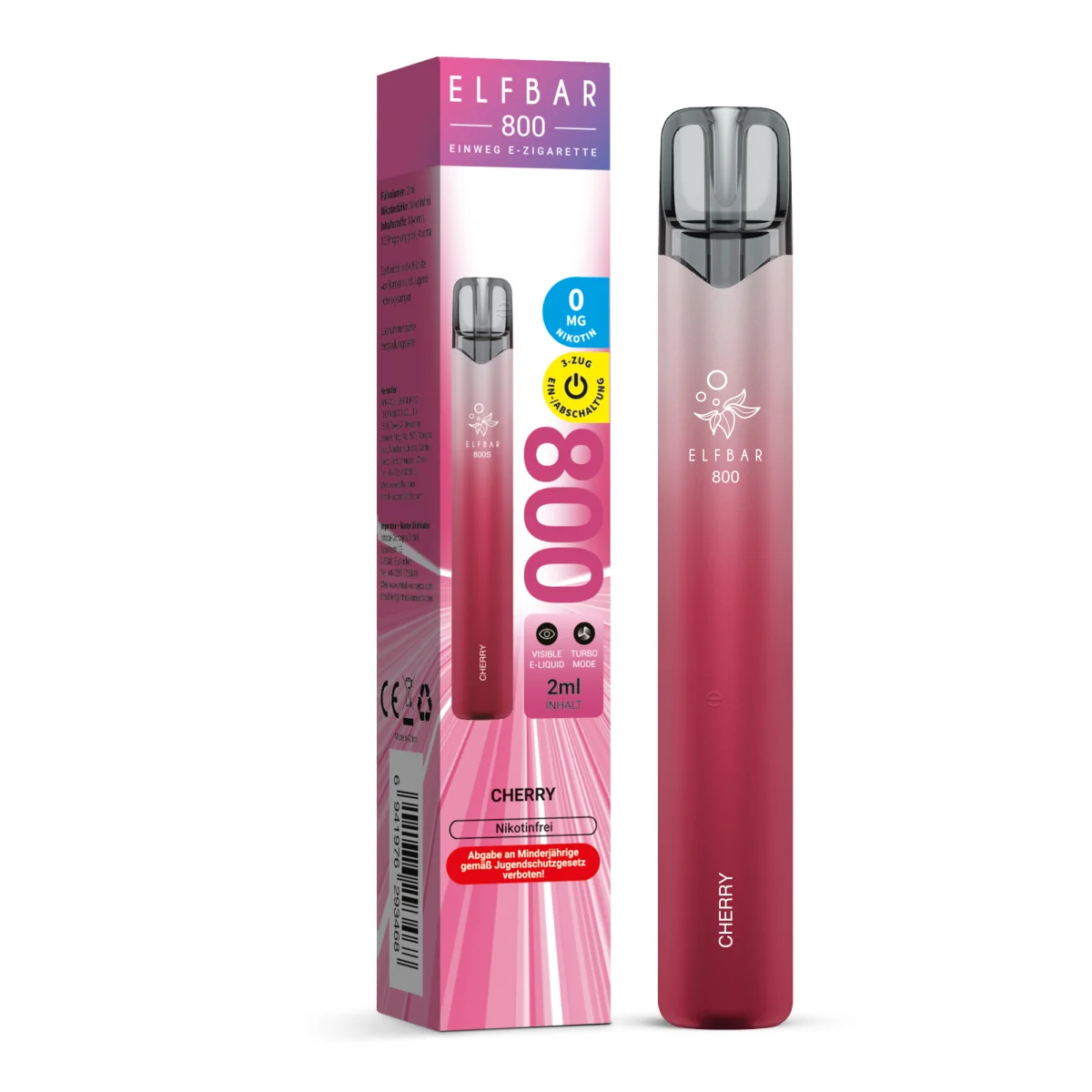 Elfbar 800 Einweg E-Zigarette Cherry Nikotinfrei