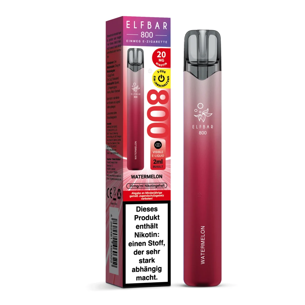 Elfbar 800 Einweg E-Zigarette Watermelon 20mg