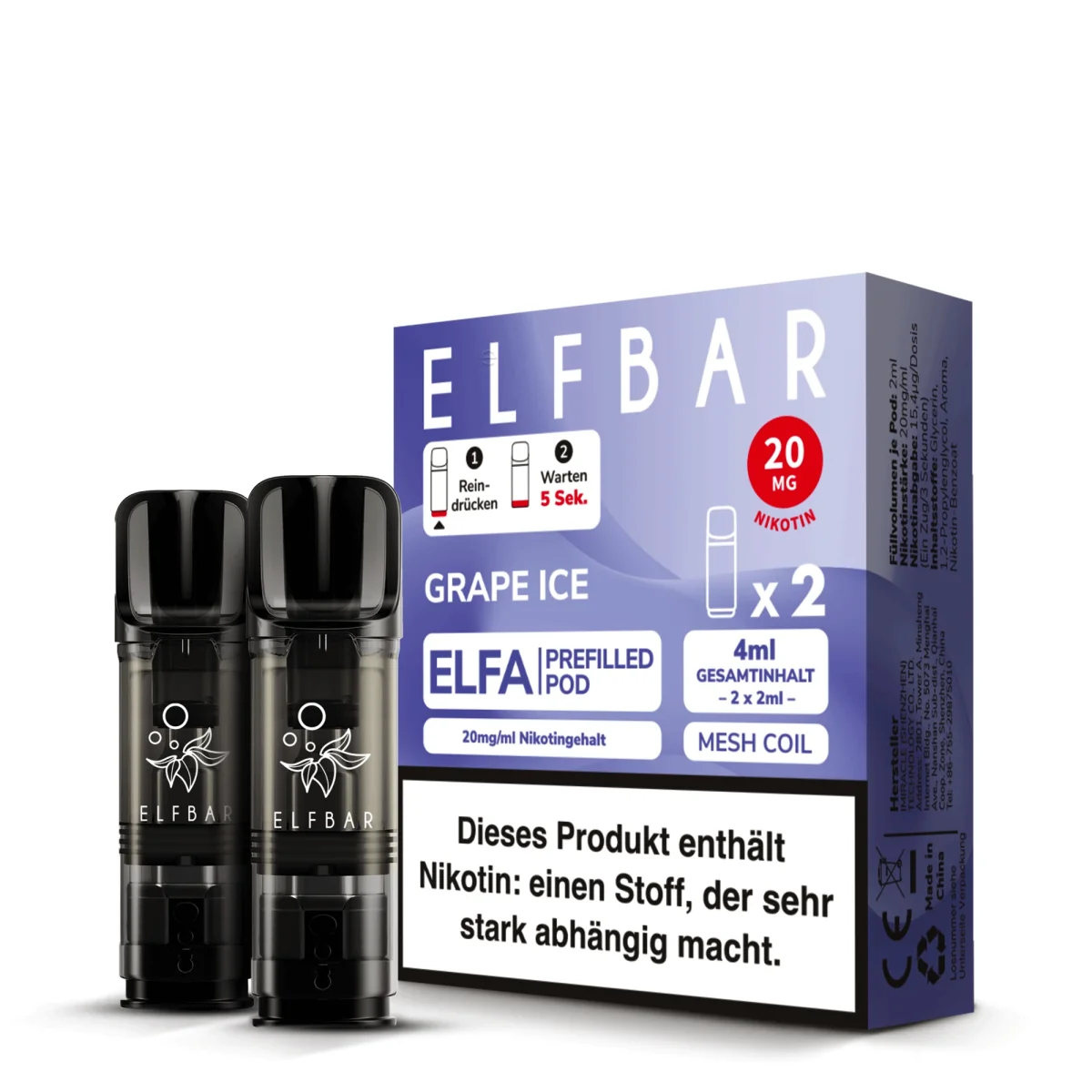 Elfa Pod Grape Ice 20mg 2 Stk Elfa Pod Grape Ice 20mg 2 Stk