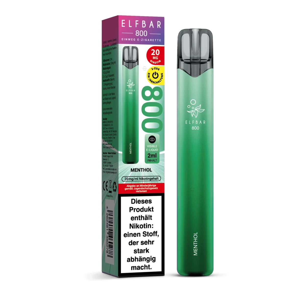 Elfbar 800 Einweg E-Zigarette Menthol 20mg